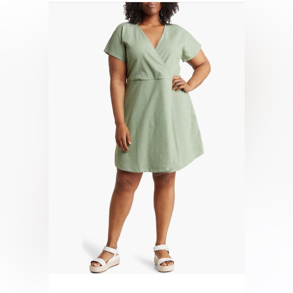 Madewell | Texture Thread Wrap Dress - Dried Sage, 2X
